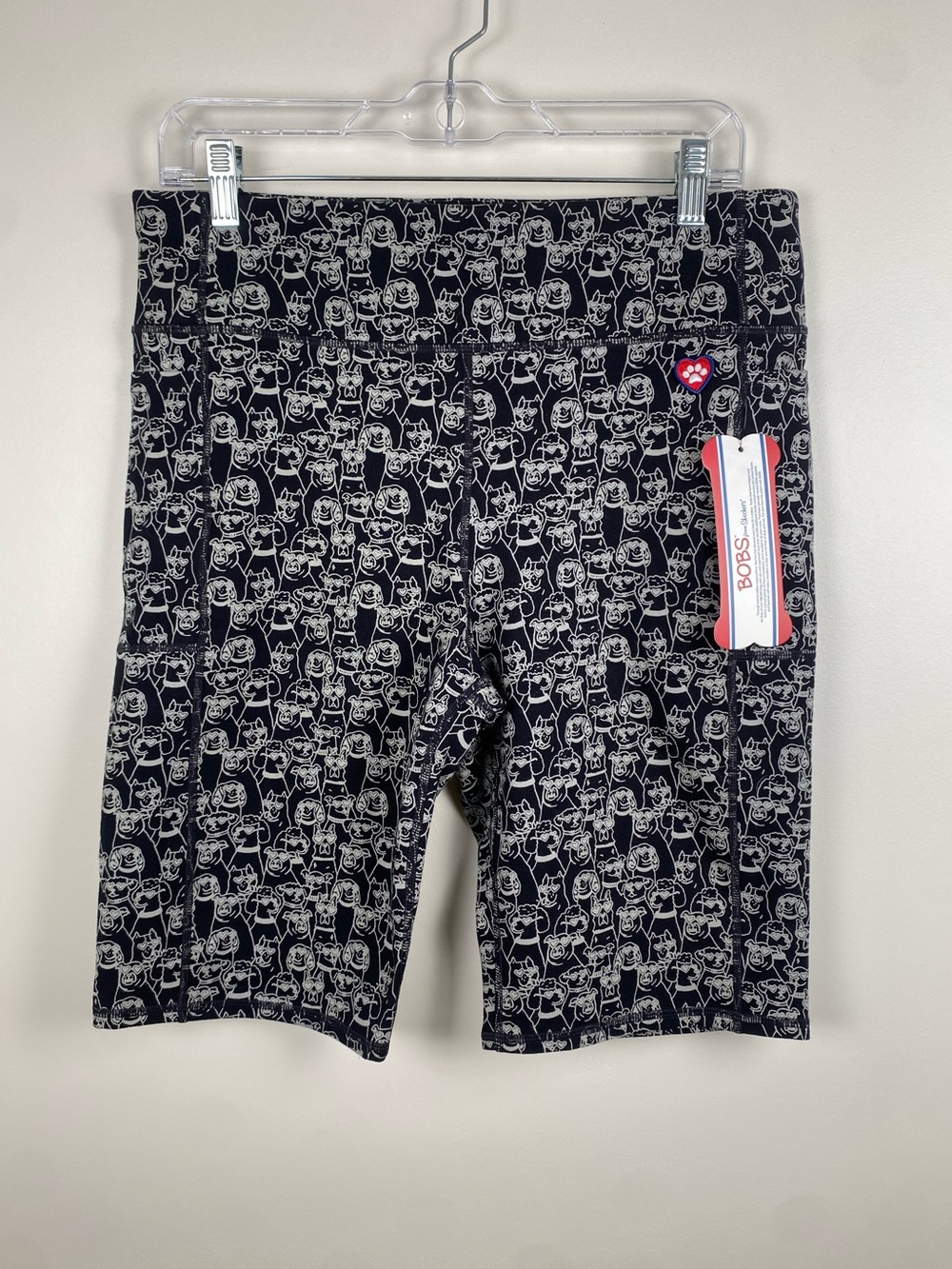 NWT BOBS by Skechers Black & White Dog Biker Shorts XL